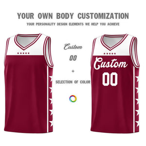 Custom Crimson White Color Block Sets Sports Uniform Basketball Jersey