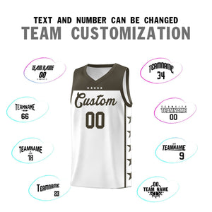 Custom White Olive Color Block Sets Sports Uniform Basketball Jersey