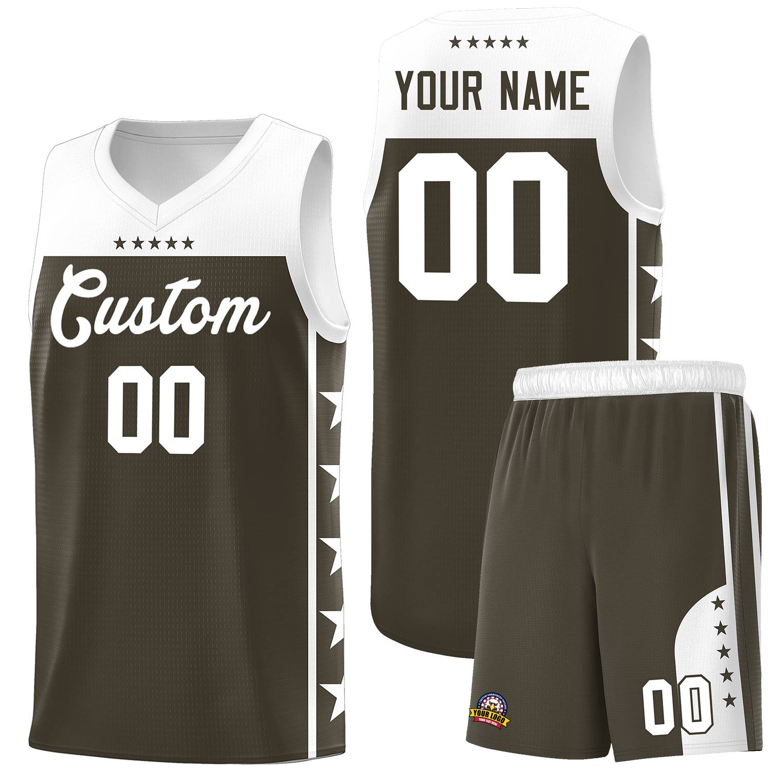 Custom Olive White Color Block Sets Sports Uniform Basketball Jersey