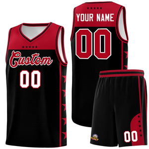 Custom Black Red Color Block Sets Sports Uniform Basketball Jersey