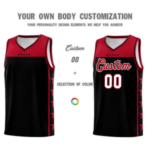 Custom Black Red Color Block Sets Sports Uniform Basketball Jersey