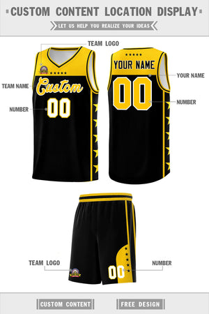 Custom Black Yellow Color Block Sets Sports Uniform Basketball Jersey