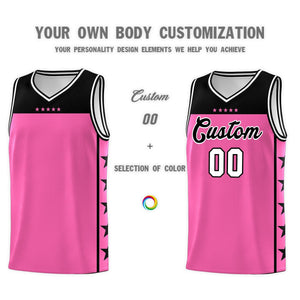 Custom Pink Black Color Block Sets Sports Uniform Basketball Jersey