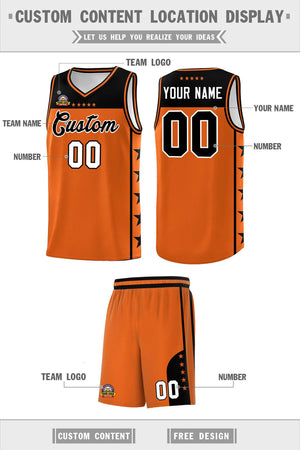 Custom Orange Black Color Block Sets Sports Uniform Basketball Jersey