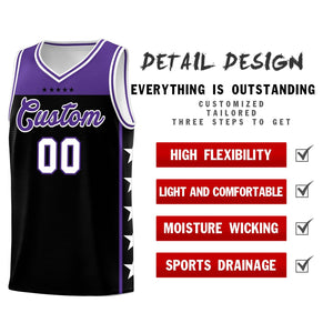 Custom Black Purple Color Block Sets Sports Uniform Basketball Jersey