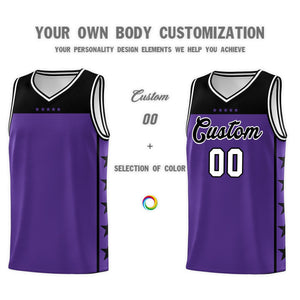 Custom Purple Black Color Block Sets Sports Uniform Basketball Jersey