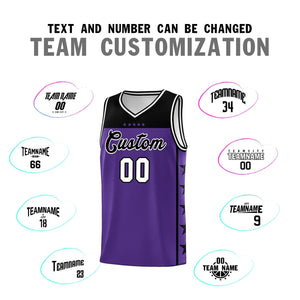 Custom Purple Black Color Block Sets Sports Uniform Basketball Jersey