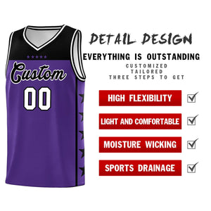 Custom Purple Black Color Block Sets Sports Uniform Basketball Jersey