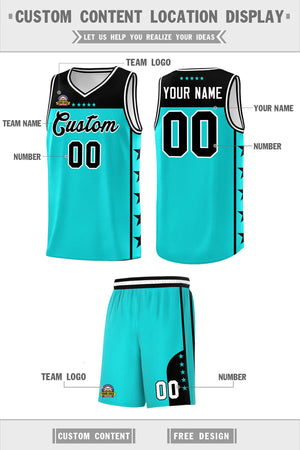 Custom Bright Green Black Color Block Sets Sports Uniform Basketball Jersey