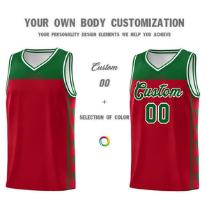 Custom Red Kelly Green Color Block Sets Sports Uniform Basketball Jersey