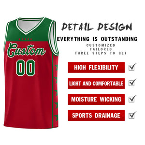 Custom Red Kelly Green Color Block Sets Sports Uniform Basketball Jersey