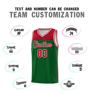 Custom Kelly Green Red Color Block Sets Sports Uniform Basketball Jersey