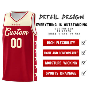 Custom Red Cream Color Block Sets Sports Uniform Basketball Jersey