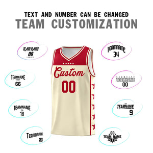 Custom Cream Red Color Block Sets Sports Uniform Basketball Jersey