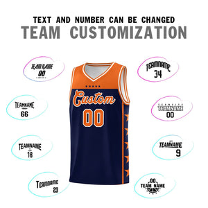 Custom Navy Orange Color Block Sets Sports Uniform Basketball Jersey