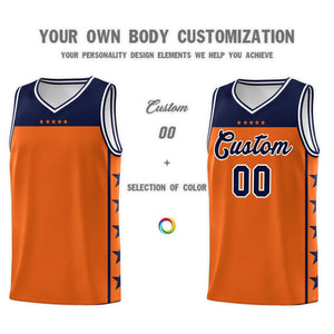 Custom Orange Navy Color Block Sets Sports Uniform Basketball Jersey