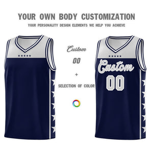 Custom Navy Gray Color Block Sets Sports Uniform Basketball Jersey