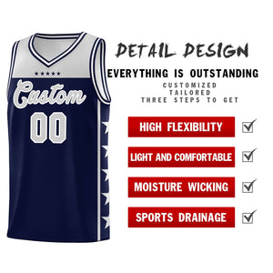 Custom Navy Gray Color Block Sets Sports Uniform Basketball Jersey