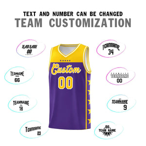 Custom Purple Yellow Color Block Sets Sports Uniform Basketball Jersey