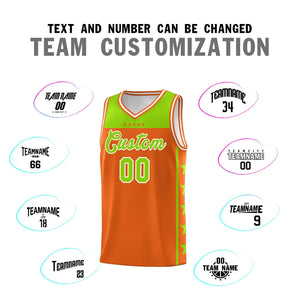 Custom Orange Neon Green Color Block Sets Sports Uniform Basketball Jersey