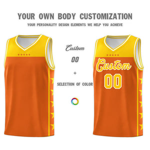 Custom Orange Yellow Color Block Sets Sports Uniform Basketball Jersey