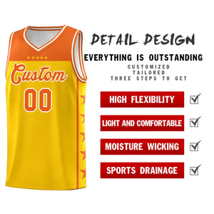 Custom Gold Orange Color Block Sets Sports Uniform Basketball Jersey