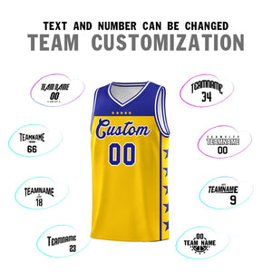 Custom Gold Royal Color Block Sets Sports Uniform Basketball Jersey