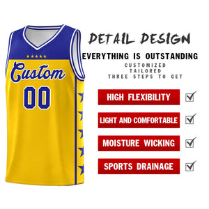 Custom Gold Royal Color Block Sets Sports Uniform Basketball Jersey