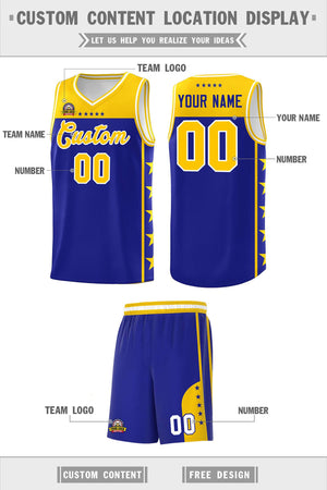 Custom Royal Yellow Color Block Sets Sports Uniform Basketball Jersey