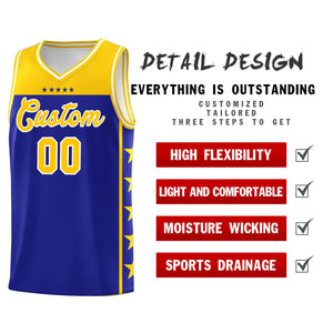 Custom Royal Yellow Color Block Sets Sports Uniform Basketball Jersey