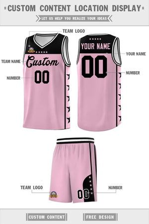 Custom Light Pink Black Color Block Sets Sports Uniform Basketball Jersey