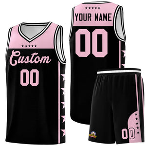 Custom Black Light Pink Color Block Sets Sports Uniform Basketball Jersey