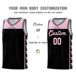 Custom Black Light Pink Color Block Sets Sports Uniform Basketball Jersey