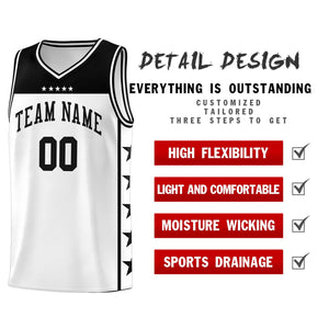 Custom White Black Color Block Sets Sports Uniform Basketball Jersey