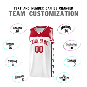 Custom White Red Color Block Sets Sports Uniform Basketball Jersey