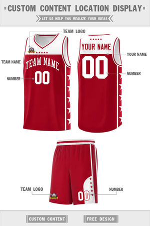 Custom Red White Color Block Sets Sports Uniform Basketball Jersey