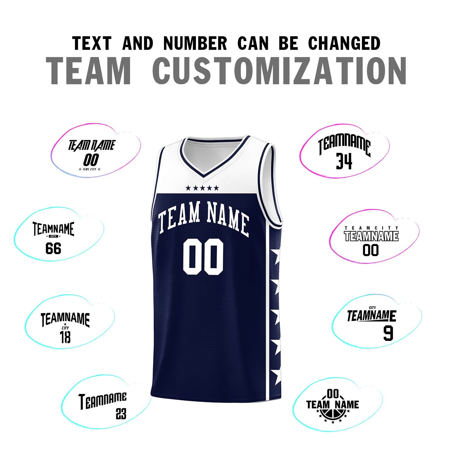 Custom Navy White Color Block Sets Sports Uniform Basketball Jersey