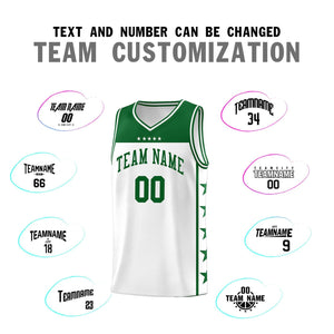 Custom White Kelly Green Color Block Sets Sports Uniform Basketball Jersey