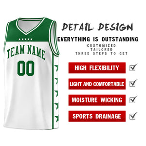 Custom White Kelly Green Color Block Sets Sports Uniform Basketball Jersey