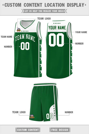 Custom Kelly Green White Color Block Sets Sports Uniform Basketball Jersey