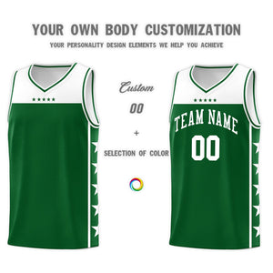 Custom Kelly Green White Color Block Sets Sports Uniform Basketball Jersey