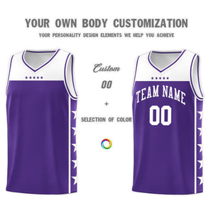 Custom Purple White Color Block Sets Sports Uniform Basketball Jersey