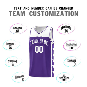 Custom Purple White Color Block Sets Sports Uniform Basketball Jersey