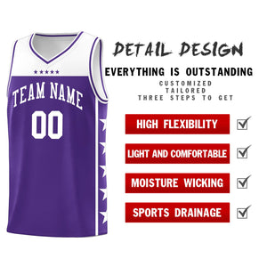 Custom Purple White Color Block Sets Sports Uniform Basketball Jersey