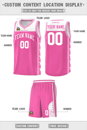 Custom Pink White Color Block Sets Sports Uniform Basketball Jersey