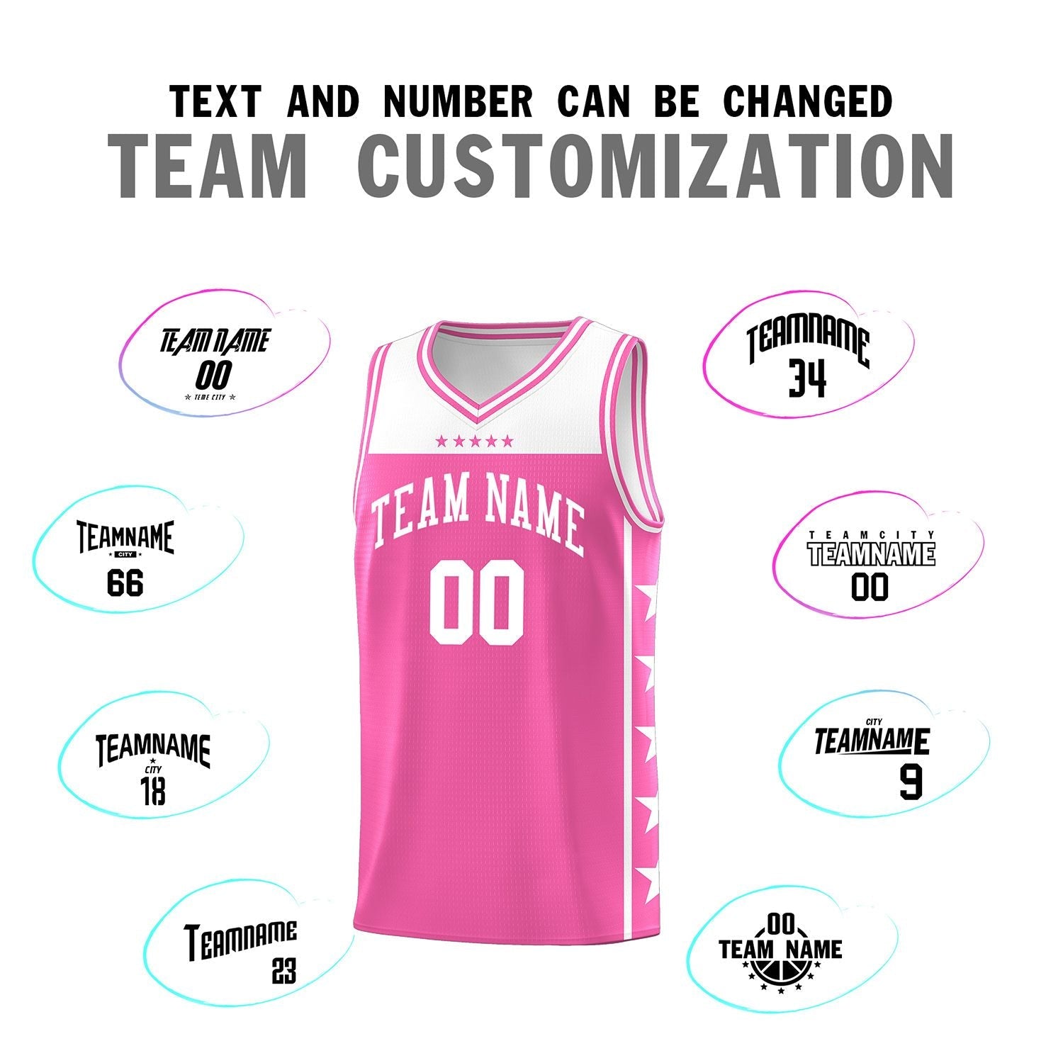 Custom Pink White Color Block Sets Sports Uniform Basketball Jersey