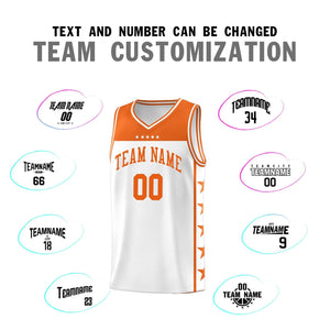 Custom White Orange Color Block Sets Sports Uniform Basketball Jersey