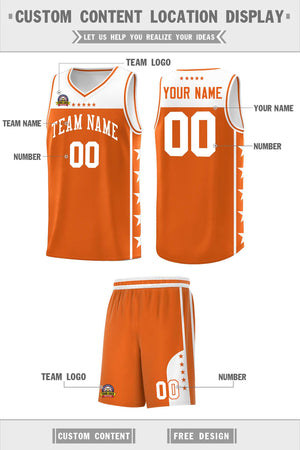 Custom Orange White Color Block Sets Sports Uniform Basketball Jersey