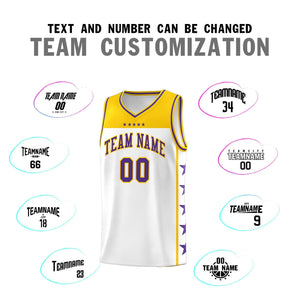 Custom White Purple Color Block Sets Sports Uniform Basketball Jersey