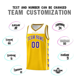 Custom Gold Purple Color Block Sets Sports Uniform Basketball Jersey